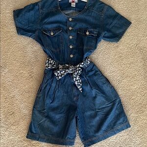 Women’s Gloria Vanderbilt Signature Denim Shorts Romper w/ snatched waistband m